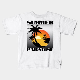 Summer Paradise. Summertime, Fun Time. Fun Summer, Beach, Sand, Surf Retro Vintage Design. Kids T-Shirt